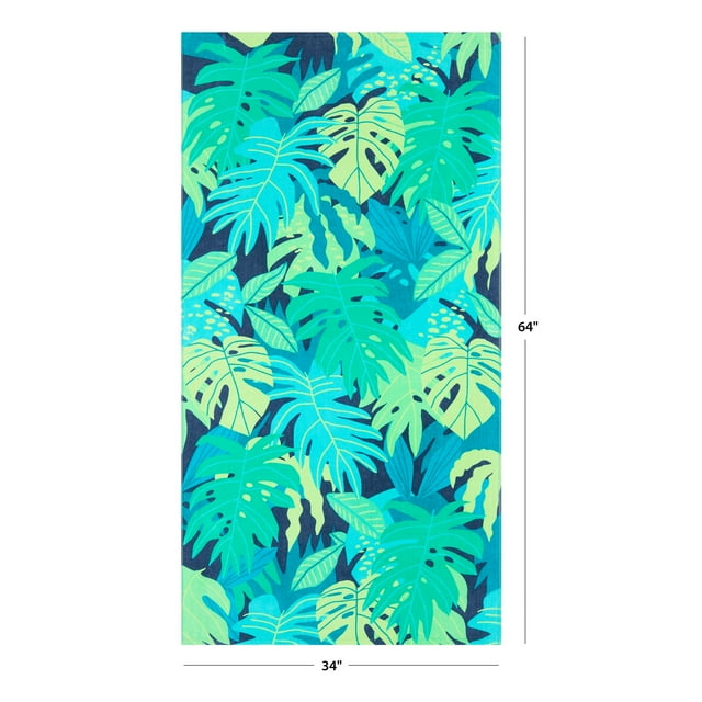 Cotton Blend Palm Print Beach Towel -34 Cotton Blend Palm Print Beach Towel -34
